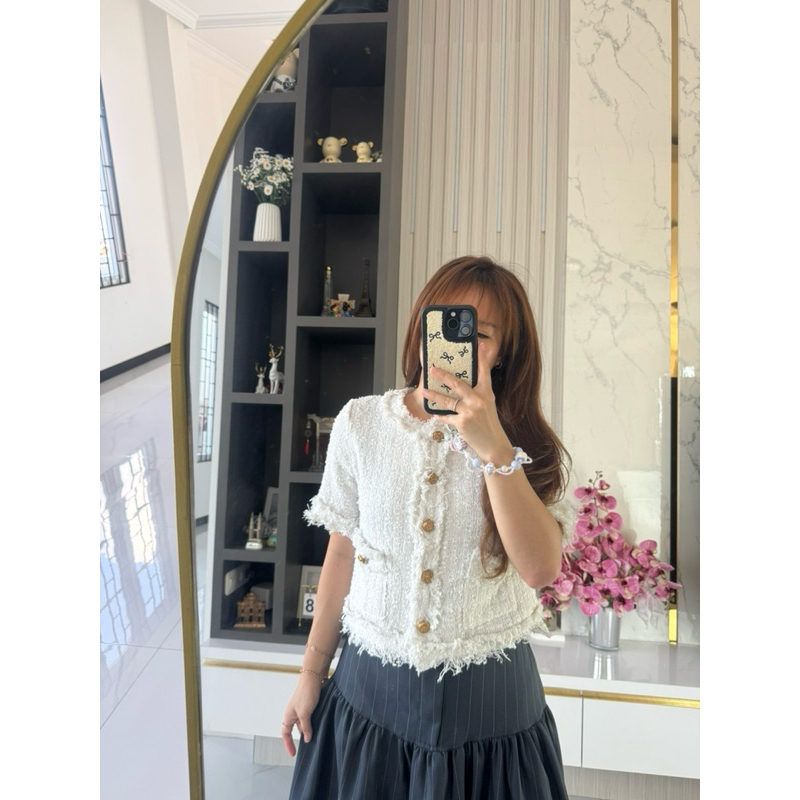 Rucilla tweed blouse | atasan wanita | atasan tweed | outer tweed | atasan import | atasan kekinian