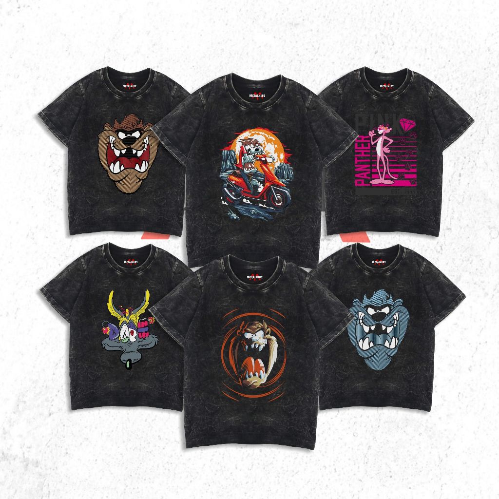 METALKIDS Kaos Anak Tazmania Cartoon Tshirt Washed Unisex kaos TAZMANIA 1-6