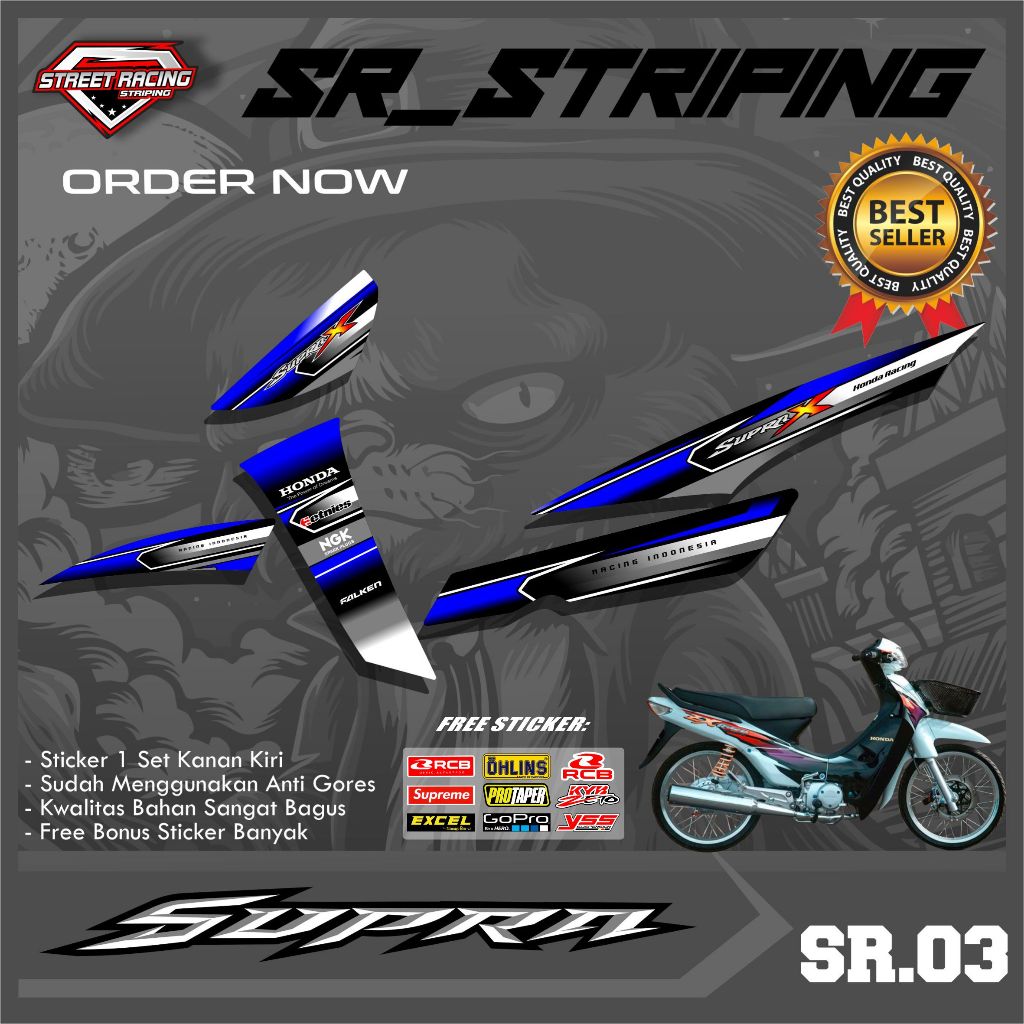 Striping Supra Lama 100/Old, Supra X, Supra Fit Lama - Sticker Striping List Variasi Motor Supra Lam