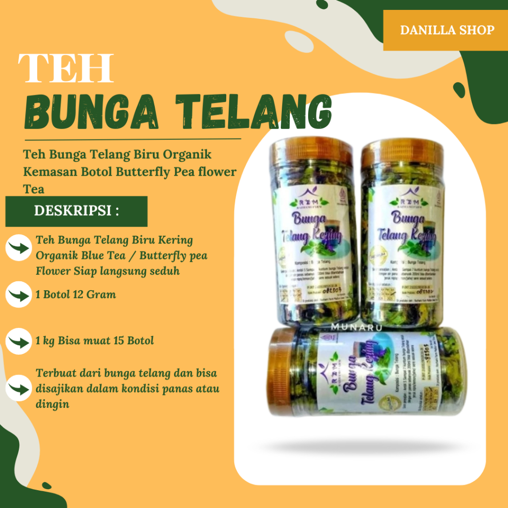 

Teh Bunga Telang Biru Organik Kemasan Botol Butterfly Pea flower Tea Premium