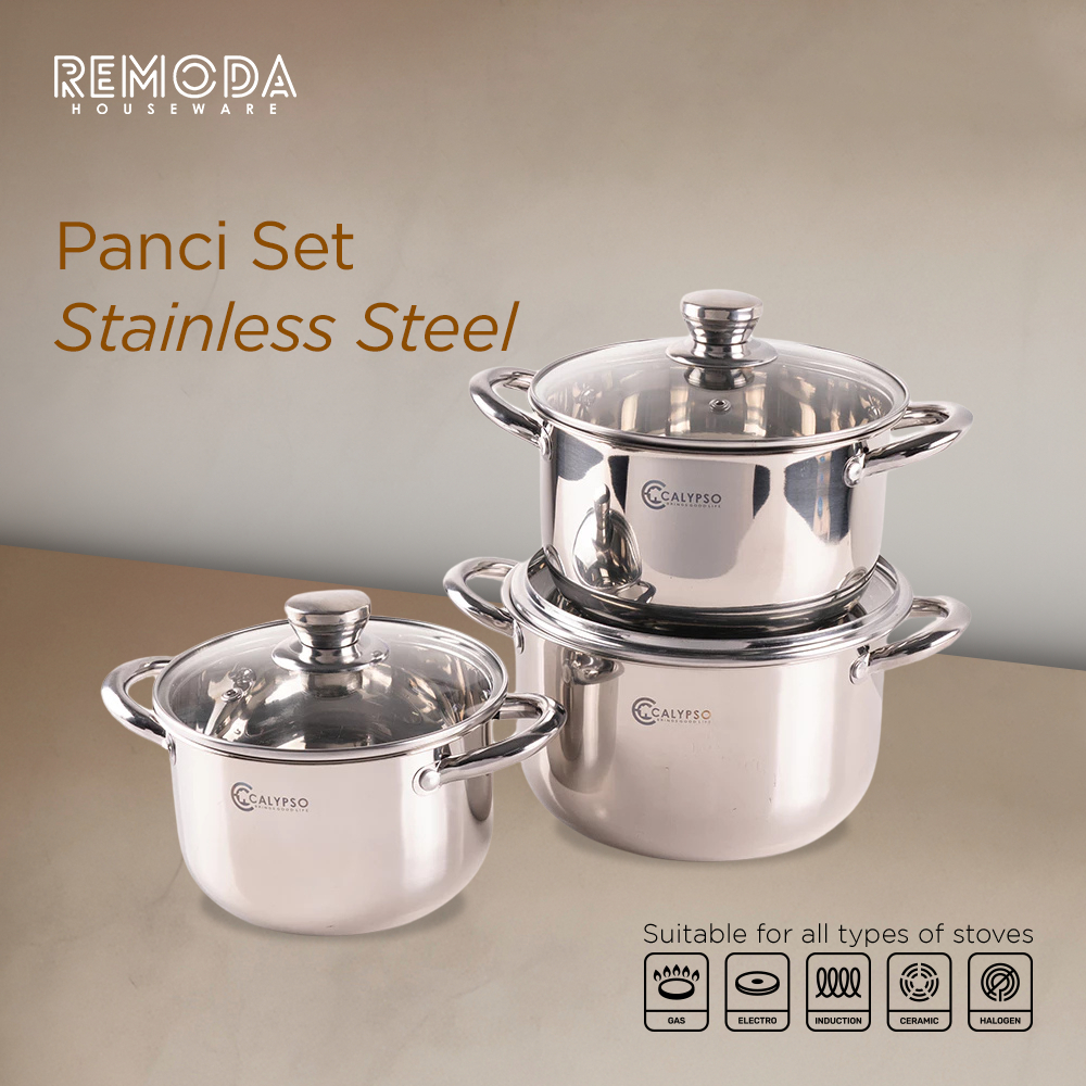 Calypso Panci Kuah Panci Set 3in1 Multifungsi Stainless Steel