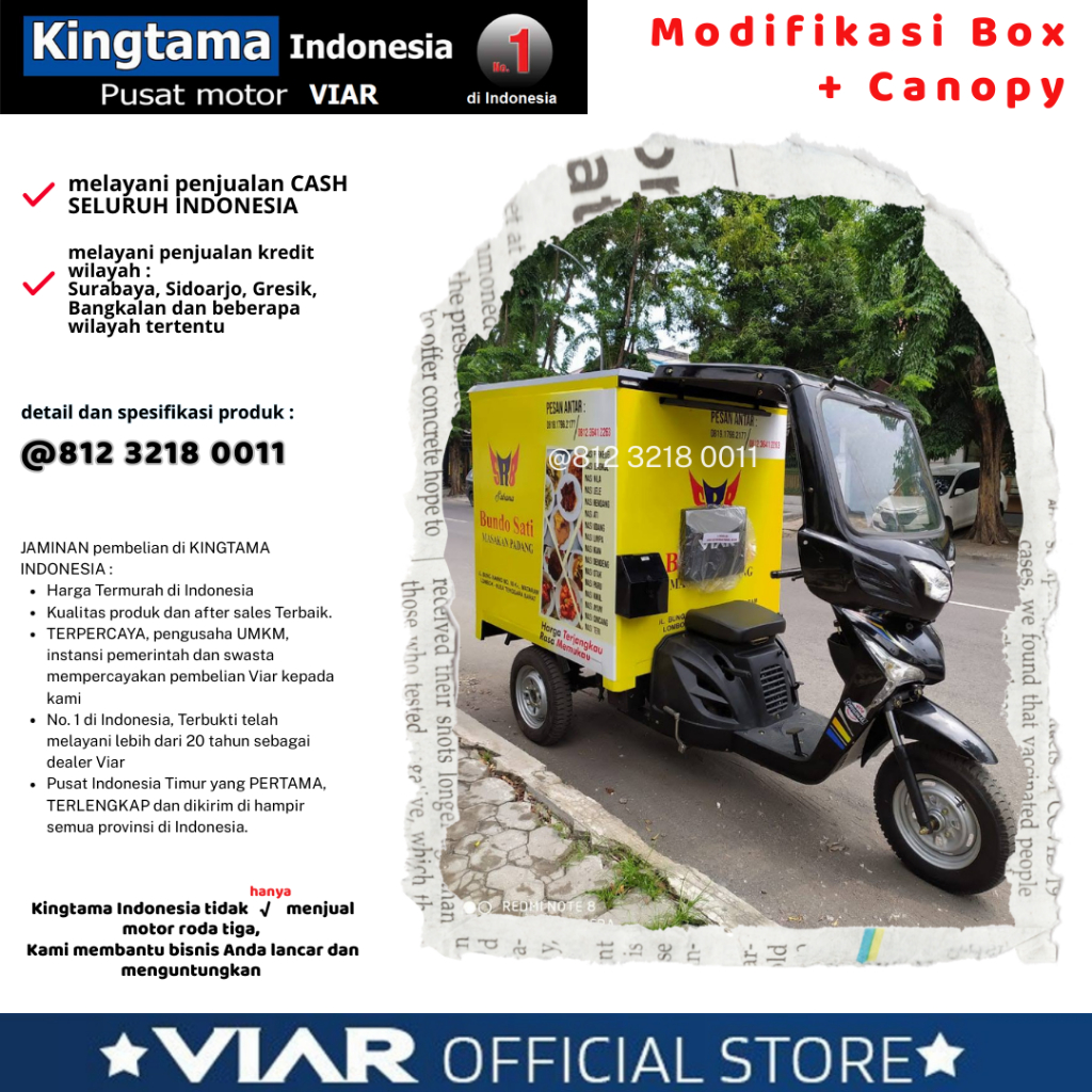 Motor Roda Tiga VIAR NEW KARYA BIT BOX + CANOPY - PROMO- ORIGINAL