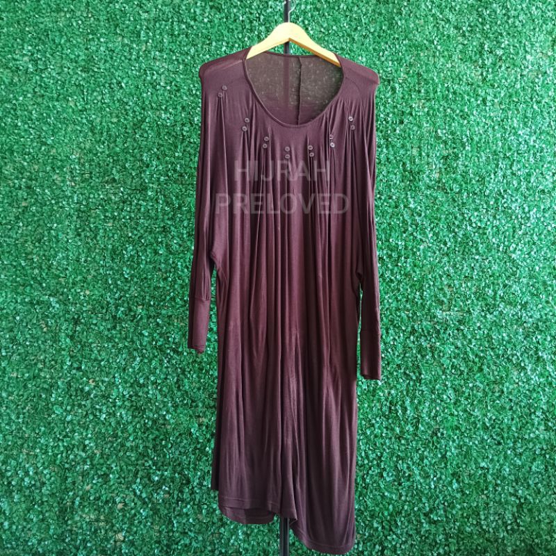 Preloved - Blouse Kaos Batwing Coklat Tua