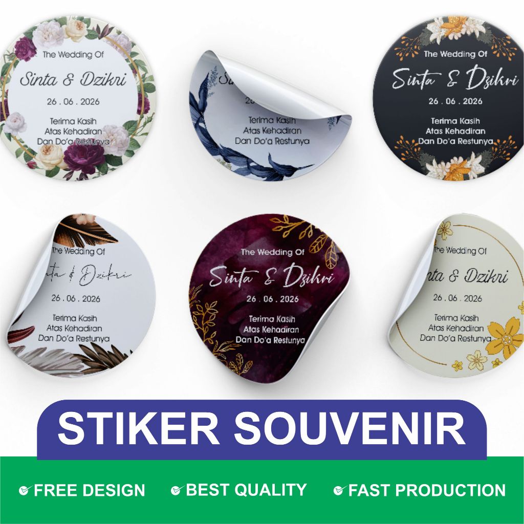 

Stiker souvenir atau hampers pernikahan ukuran <= 3,5cm cutting sticker bulat edisi 05