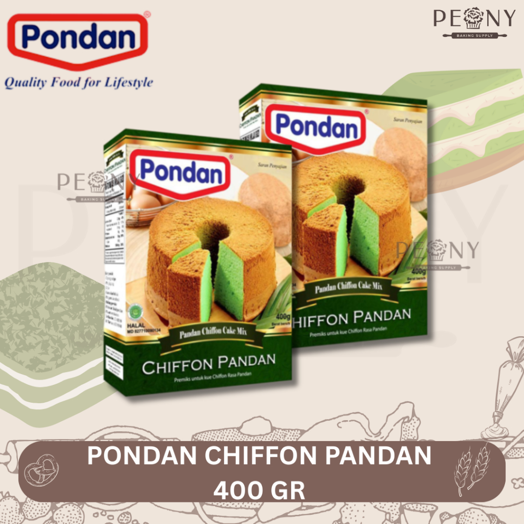 

PONDAN CHIFFON PANDAN / TEPUNG CHIFFON INSTAN/ TEPUNG PREMIKS CHIFFON 400 GRAM
