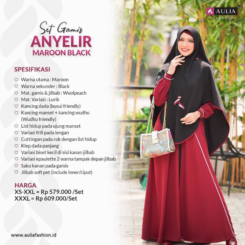 GAMIS AULIA FASHION ORIGINAL PL PRELOVE BEKAS PAKAI LIKE NEW MAROON HITAM