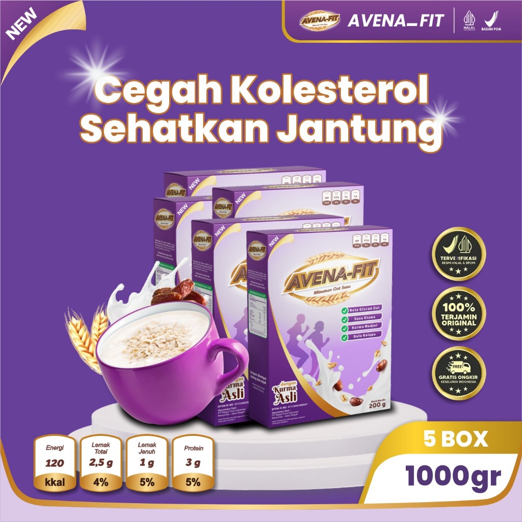 

Grosir Avena-Fit Paket 5 Box Solusi Tepat untuk Menurunkan Kolesterol dan Menjaga Kesehatan Jantung dengan Aman