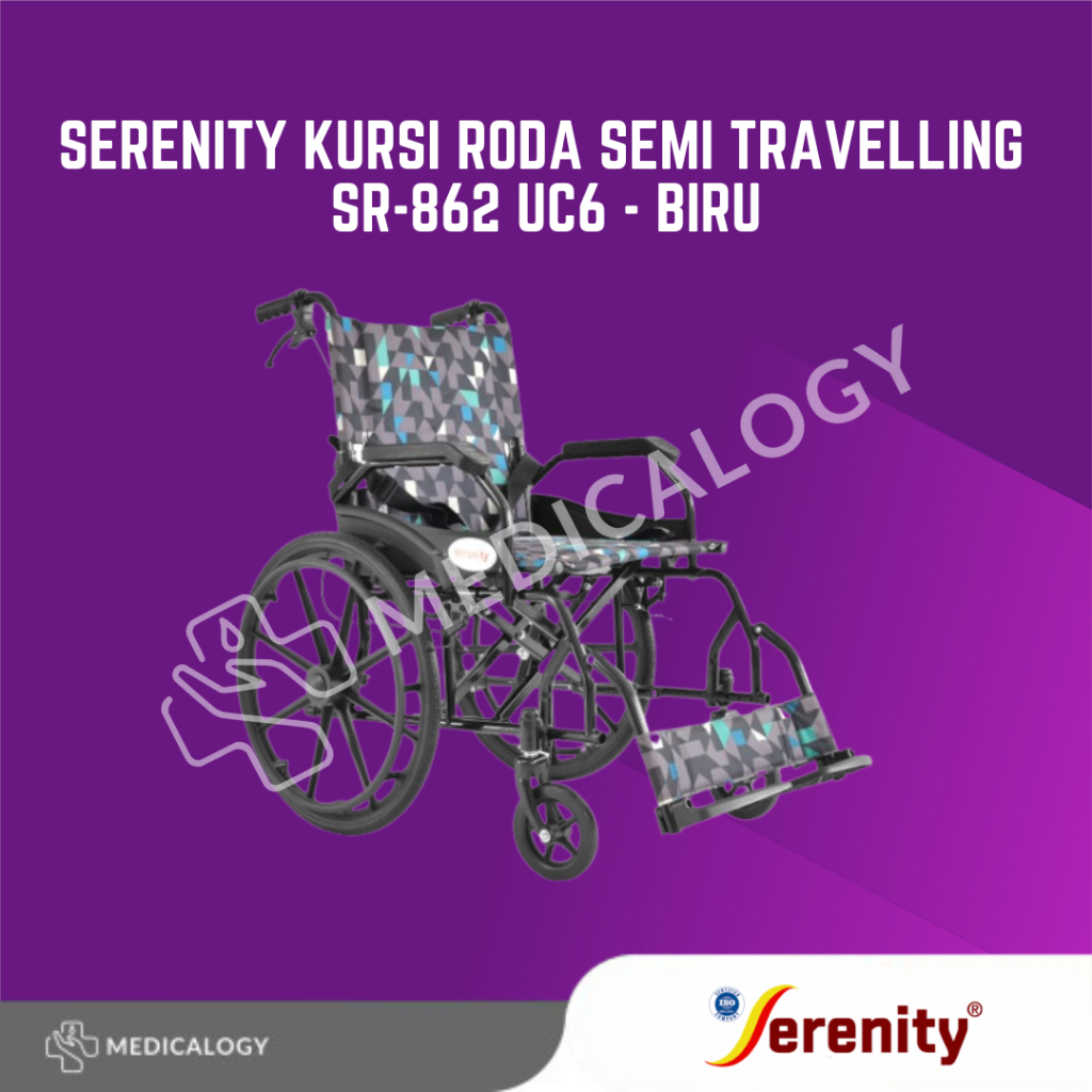 Serenity Kursi Roda Semi Travelling SR-862 UC6 - Biru