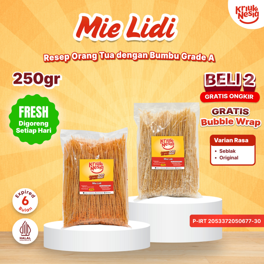 

Kriuknesia Cemilan Mie Lidi - Isi 250gr