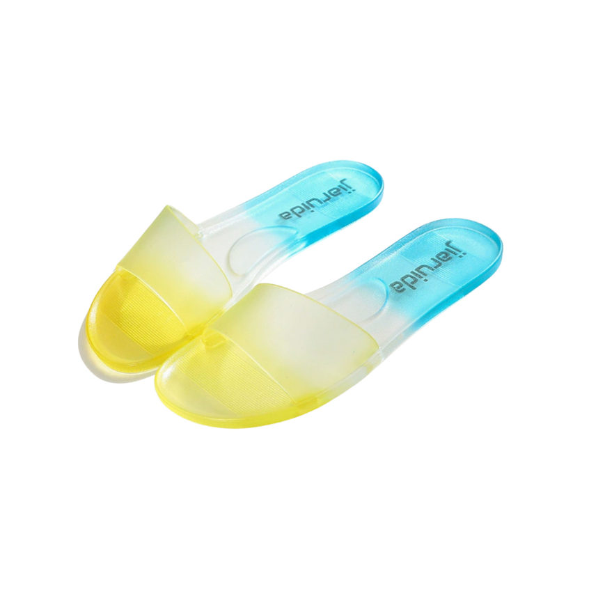 VEBLEN STORE Sandal Flat Slide Wanita Bahan Silikon Elastis Transparan Anti Jamur Anti Bakteri