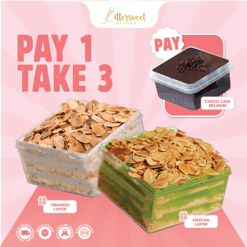 

( BELI 3 BAYAR 1 ) 2 Pastry Layer ( Matcha +Tiramisu ) + Choco Lava Belgium [ Best Deal ]