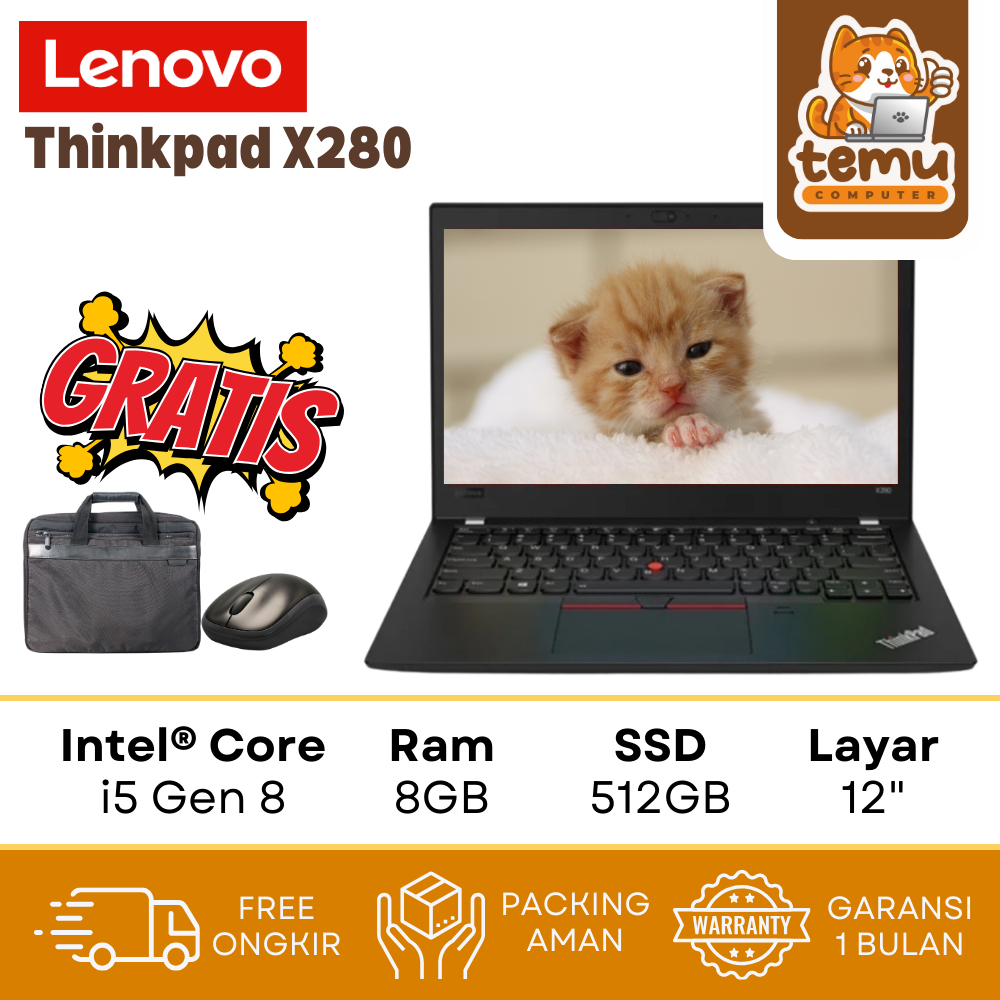 Laptop Lenovo Thinkpad X280 | i5 Gen8 16GB SSD 512GB | Second Mulus