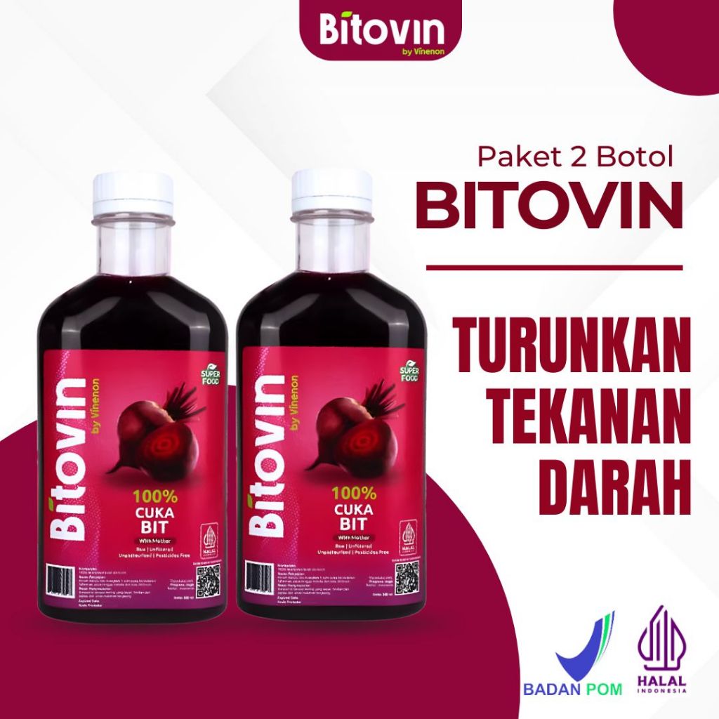 

PAKET 2 BOTOL BITOVIN Cuka Buah Bit - Untuk Penambah Darah/Atasi Resiko Jantung/Hipertensi