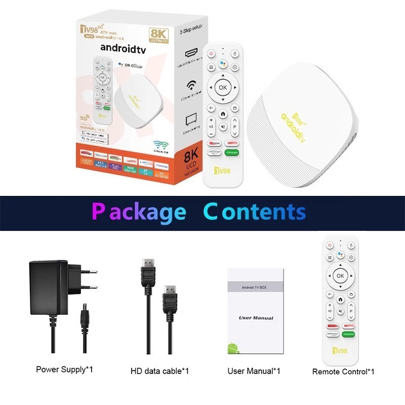 cuci gudang {rumah xiaomi}tv98 atv max android tv box with dual band 5g wifi and remote control