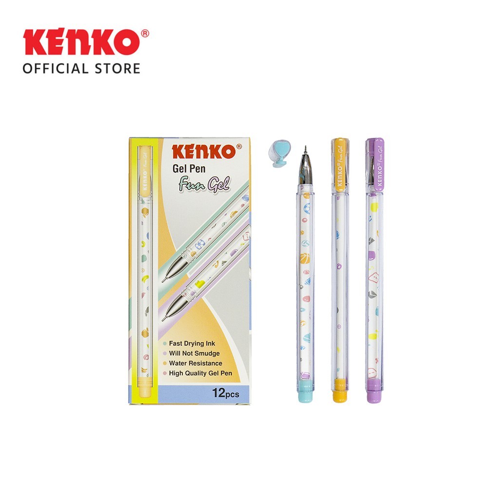 

Pulpen Kenko fun Gel Hitam\ pulpen motif lucu -12 PCS