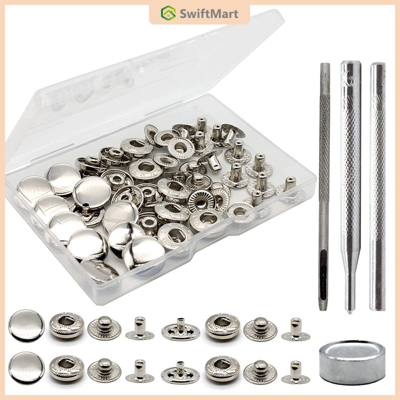 16pcs Set Alat Kancing Jepret 15mm Kancing Jepret Besi/Kancing Cetet/Snap/Kancing Besi