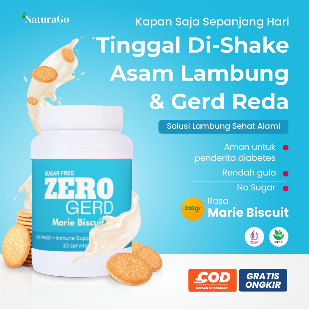 

ZERO GERD Minuman Sehat Rasa Marie Biscuit Atasi Asam Lambung Gastro Maag Umbi Garut Bebas Gula