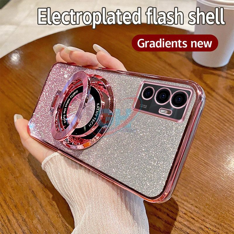 Casing Oppo A16 / A16s Soft Case Ring Standing Glitter Mangsafe Terbaru