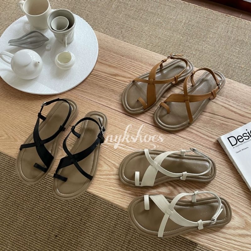 nyk_shoes sandal flat wanita terbaru simpel elegan bantalan tebal empuk HDR 03