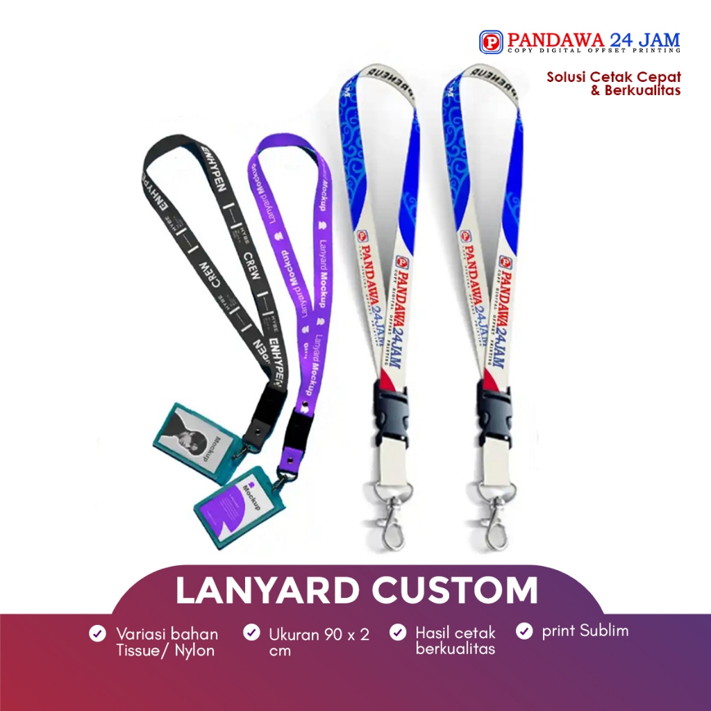 Lanyard Custom Design ||Tali ID Card ||Stopper Kalung Gantungan Name Tag|| Tissur || Nylon