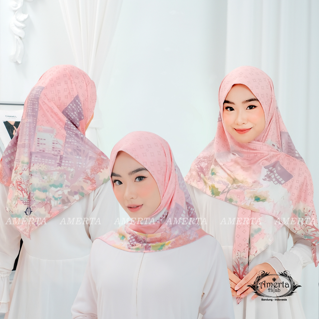 𝑨𝒎𝒆𝒓𝒕𝒂𝑯𝒊𝒋𝒂𝒃 Jilbab Segitiga Instan Motif City – Hijab Jersey Printing Premium Amerta Hijab