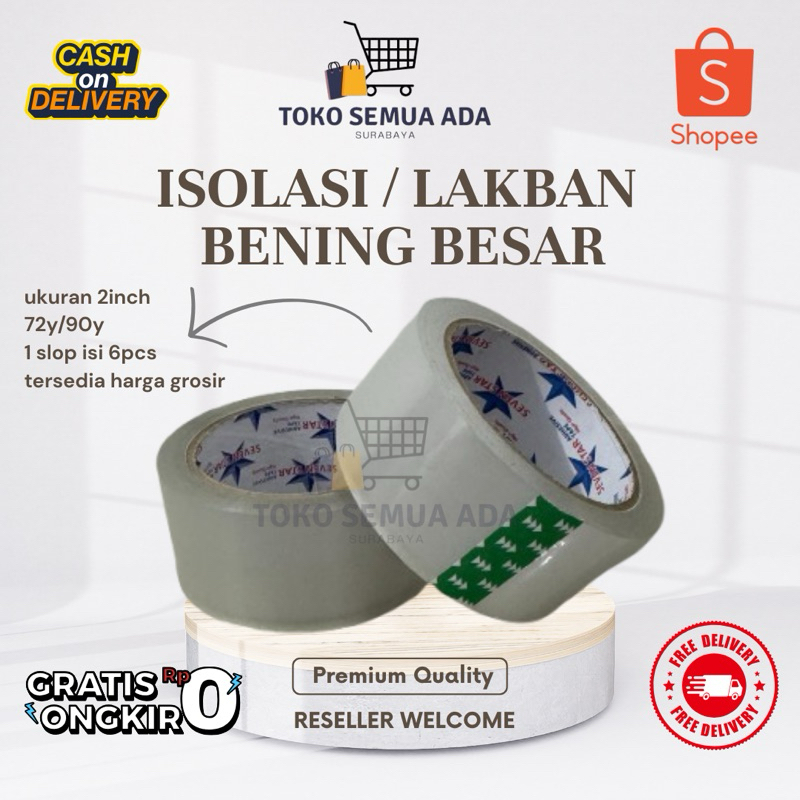 

LAKBAN/ISOLASI BENING BESAR 2inc 90Y SEVEN STAR
