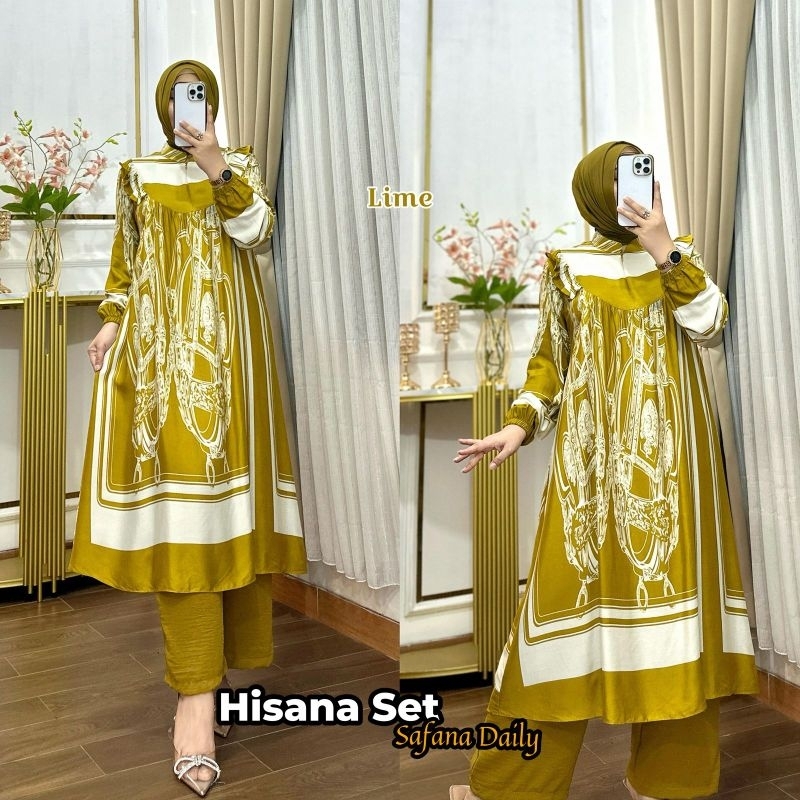 Hisana Set by Fira store - Setcel Wanita - Bahan Baju Rayon Bahan Celana Crinkle -Wudhu & Busui Frie