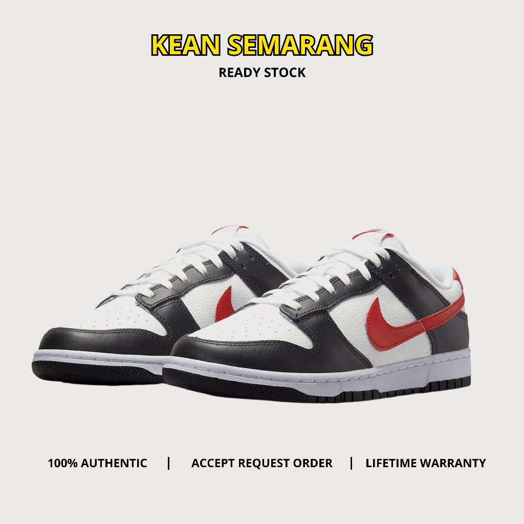 Nike Dunk Low Retro Red Swoosh Panda 100% Authentic