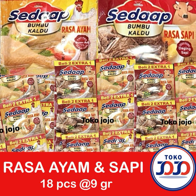 

Penyedap Sedaap Bumbu Kaldu Sapi dan Ayam 18 pcs - Penyedap Sedaap Rentengan, Penyedap makanan, Micin