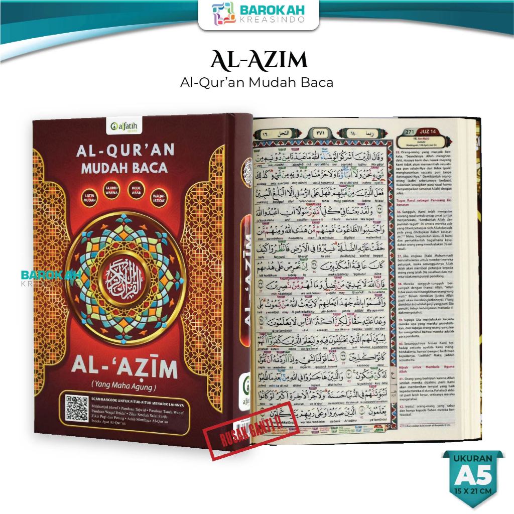Al Quran Rasm Utsmani Tajwid Warna Terjemah Per Ayat Latin Perkata Mudah Baca Quran Besar Al Azim A5