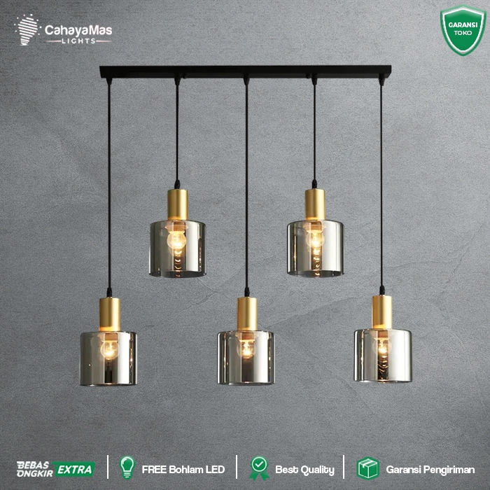 Lampu Hias Gantung Indoor Cafe/Dapur/Ruang Makan/Bar/Dll | Minimalist Modern Kontemporer Kaca Smoke 
