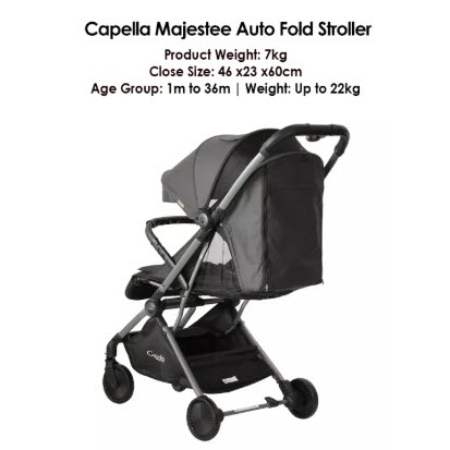 Capella Majestee Premium Auto Fold Stroller - Hitam - Limited import item