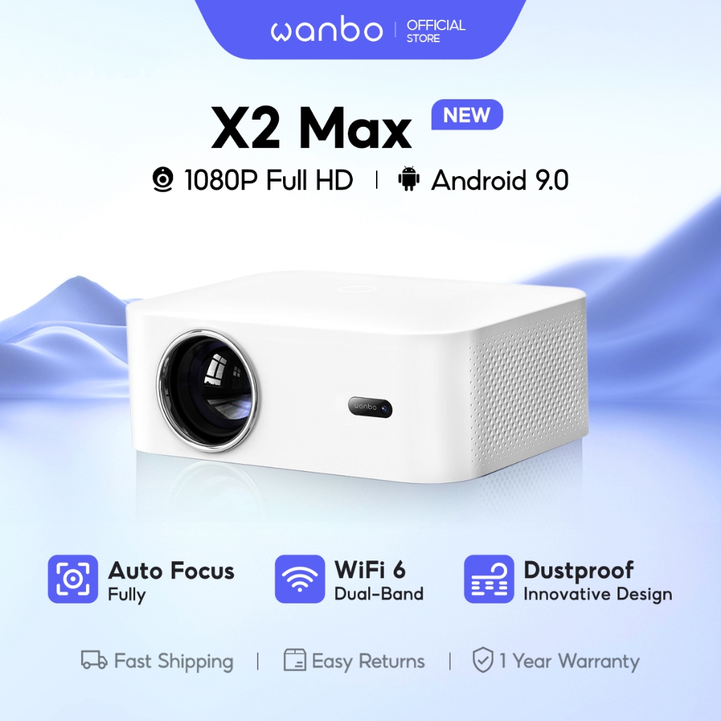 Wanbo X2 Max Proyektor 1080P 450 ANSI Lumens Biru Tua