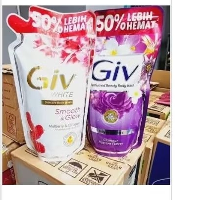 SABUN GIV CAIR SABUN MANDI GLAMOUR PASSION FLOWER & GLOWING WHITE UNGU & PUTIH 825ML