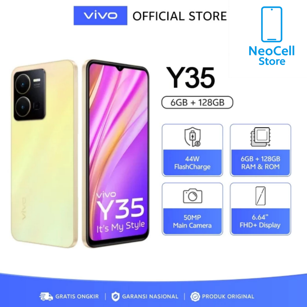 Hp VIVO Y35 (5G) ORI RAM 8/256GB [NEW ARRIVAL+Layar 6,58inci+44W FlasCharger+Camera 50MP