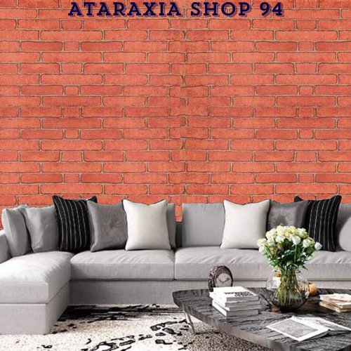 Wallpaper Dinding 45 CM X 8 M PREMIUM Kamar Tidur Motif Batu Bata Walpaper Dinding Bata merah Walpep