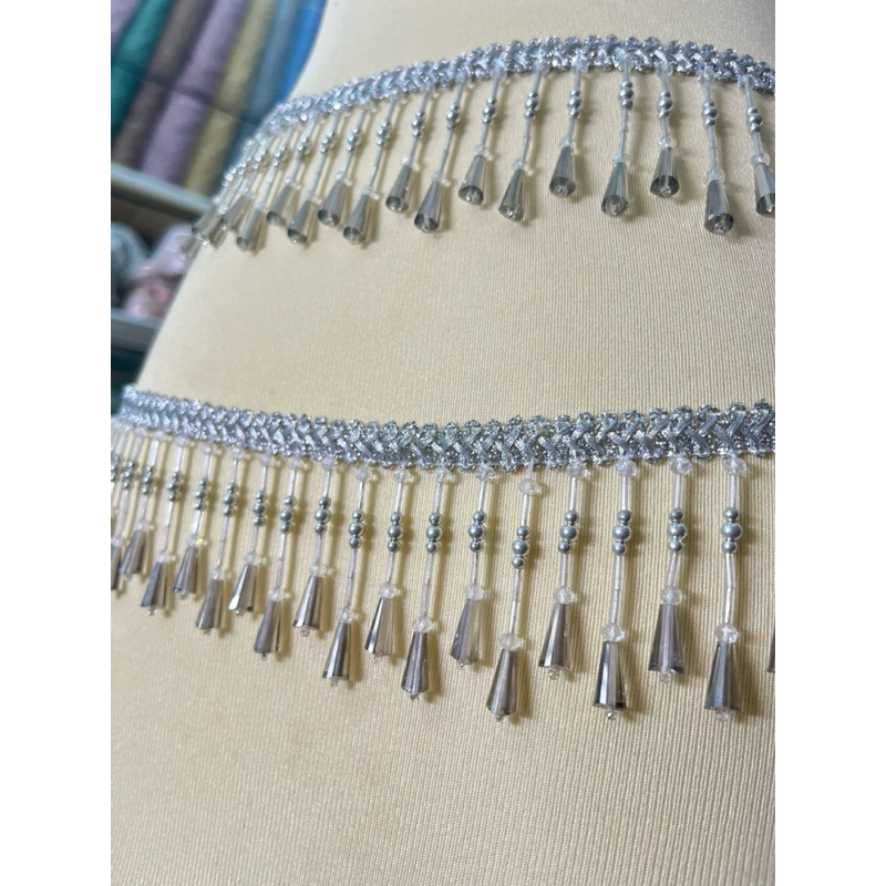 renda juntai rumbai baju bodo silver premium