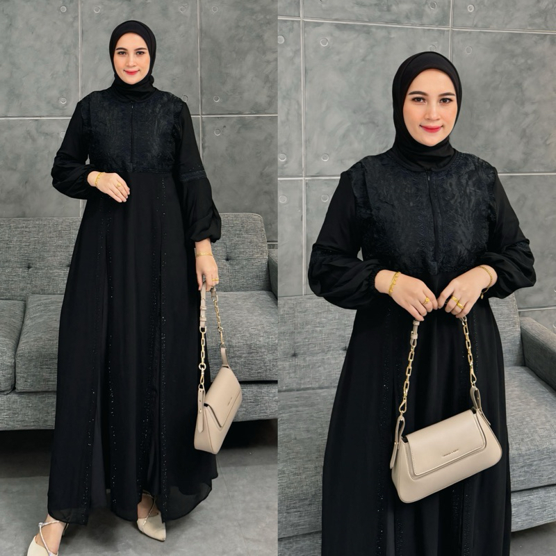MF Store - COD - Gamis Abaya Hitam Jumbo LD 120 Mewah Elegan