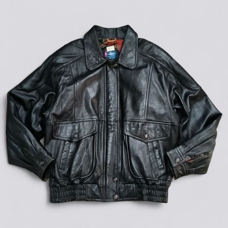 Vintage Leather Flight Jacket (M 110*64) - Jaket Kulit Asli Unisex Pria Casual Second Thrift Prelove