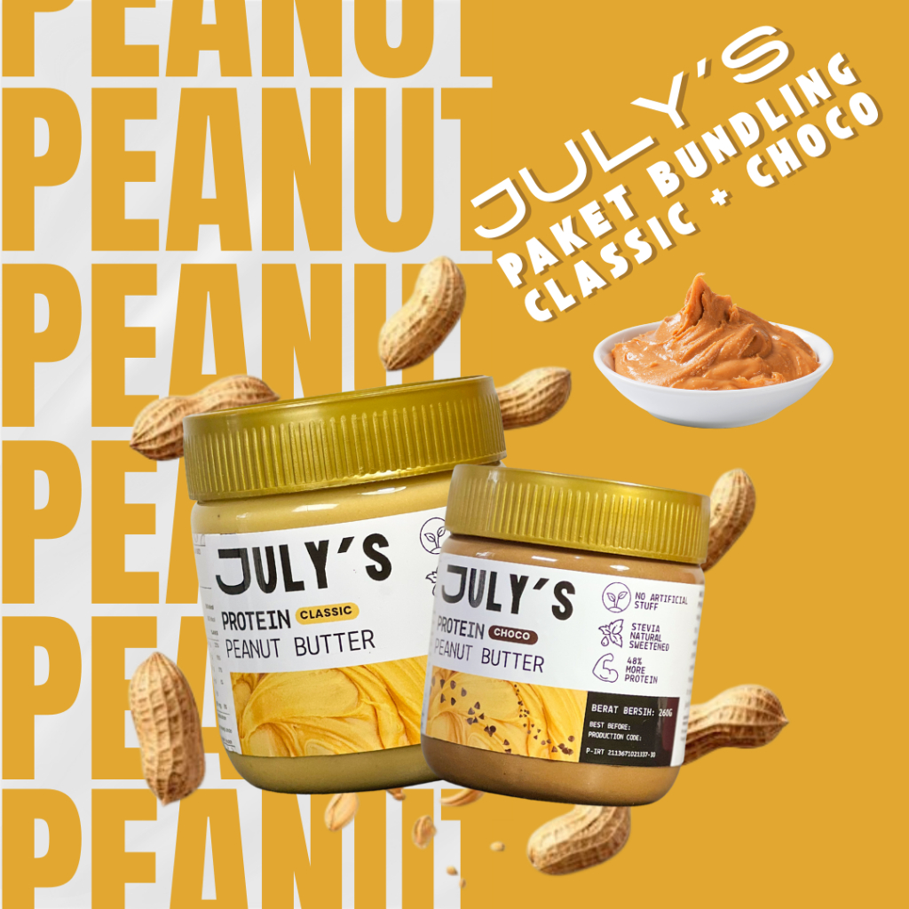

JULY'S Peanut & Choco Butter Package - Selai Kacang & Choco - High Protein, Stevia Sweetened