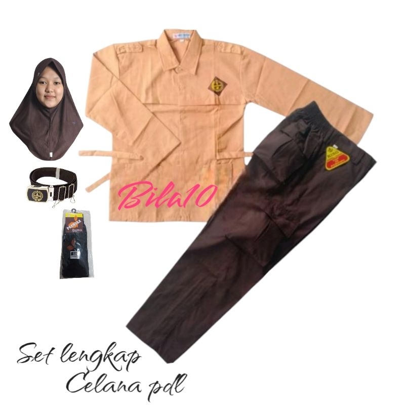 set lengkap baju pramuka panjang tali samping celana pramuka panjang pdl sd anak perempuan