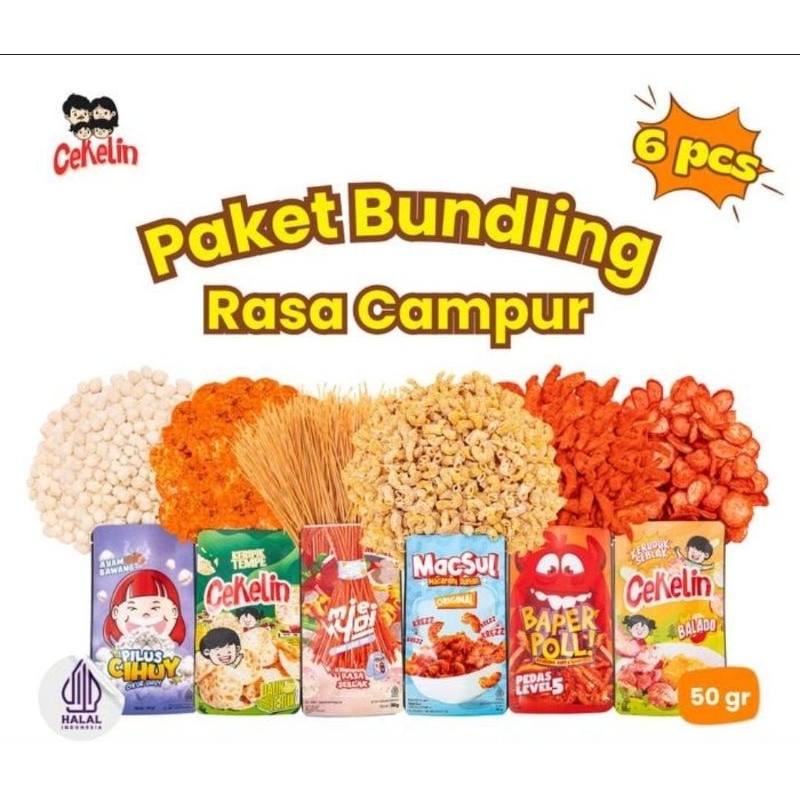 

CEKELIN cemilan paket bundling rasa campur 6pcs
