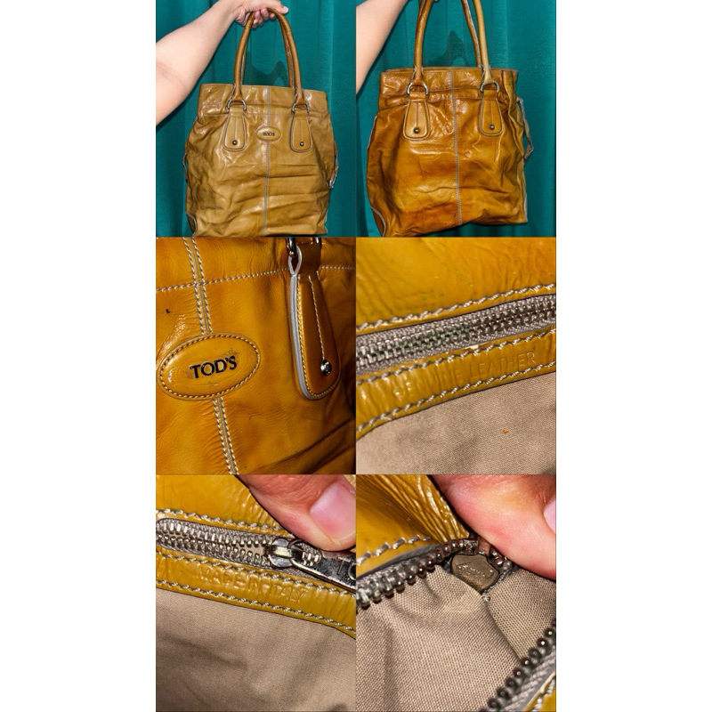 tods pantent leather tote authentic preloved