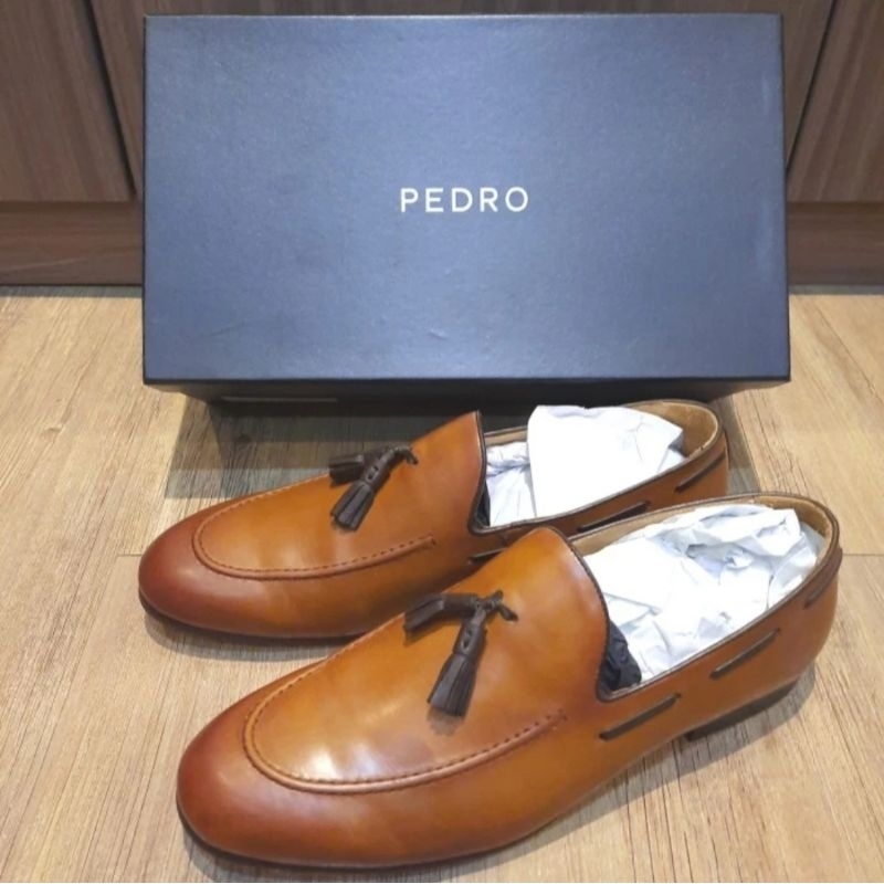 Sepatu Pantofel Pria Kulit Original Pedro Camel Formal / Slip On - 43