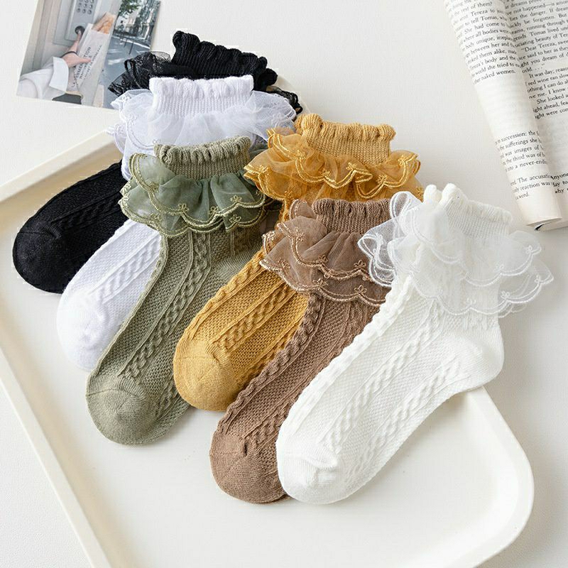 kaos kaki premium renda anak perempuan good quality gaya korea kaos kaki sekolah anak perempuan / ka