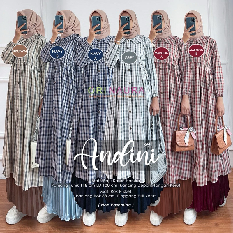 ANDINI ZEZA SET SETELAN TUNIK ROK PLISKET ORINAURA