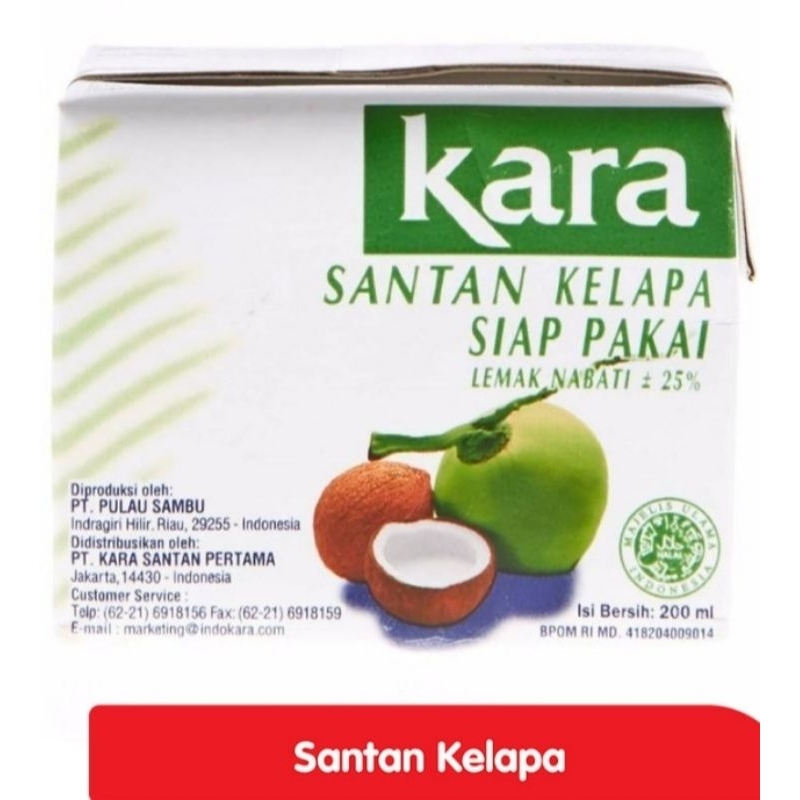 

Kara Santan Krim Kelapa siap pakai 200 ml