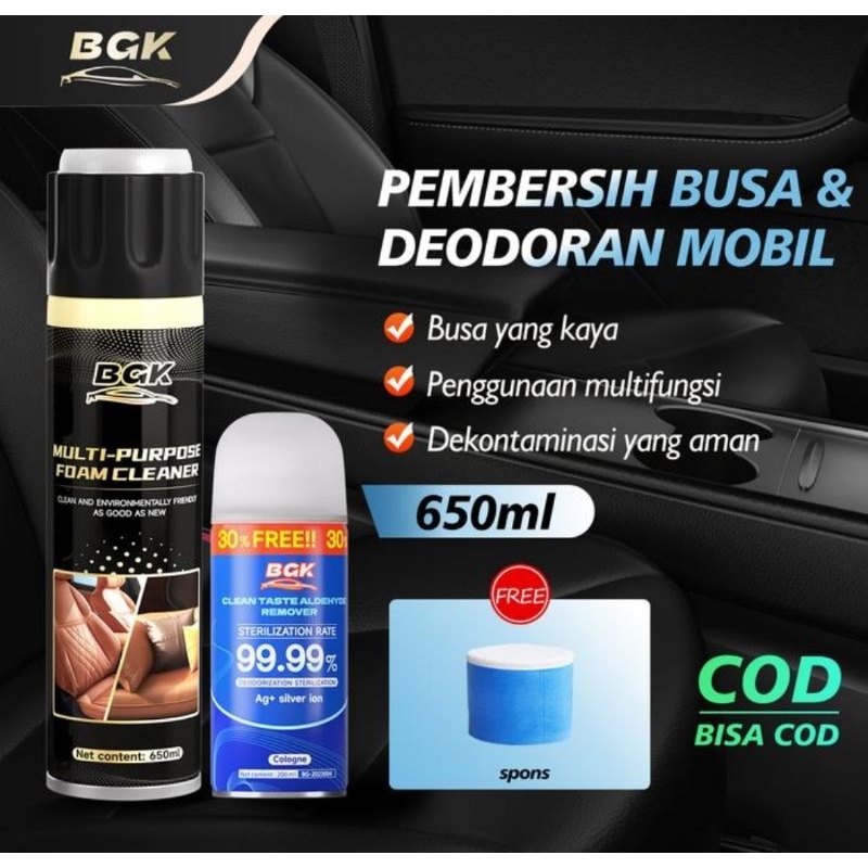 Paket BGK pembersih serbaguna multifungsi mesin body mobil kendaraan 650ml free sikat silikon spons