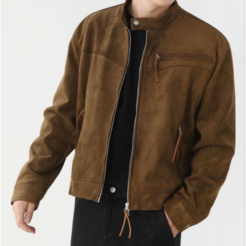 Jaket pria vintage suede casual
