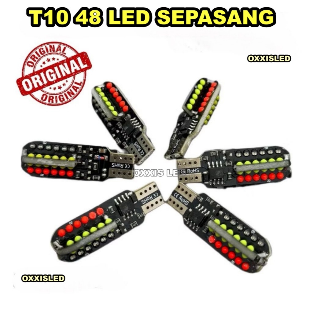 Lampu LED Colok Sein T10 48 LED COB Running Flash RGB Motor Original SXC